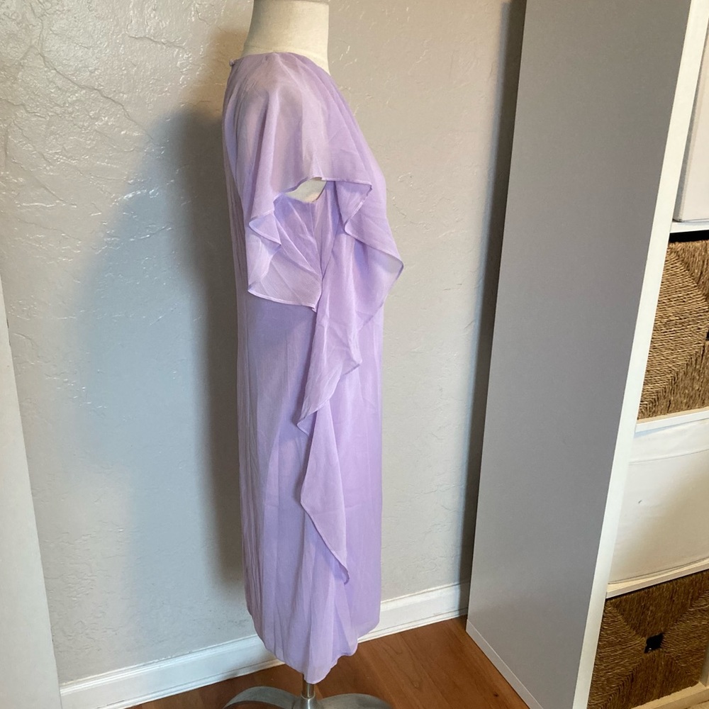 NEW!  Lauren Ralph Lauren Ruffled Olokun crepe Dress in ‘violet’ - Picture 6 of 13